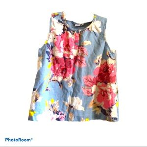 Denim Cottagecore GapKids Floral Light Blue Tank‎ XXL